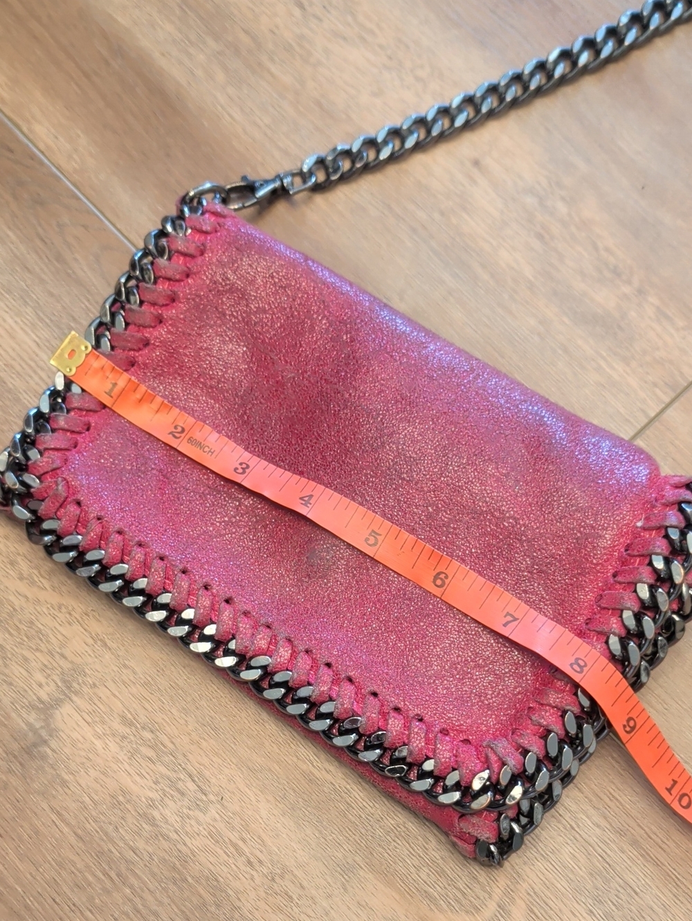 Pink Leather Chain-Trim Crossbody Bag - Picture 3 of 8